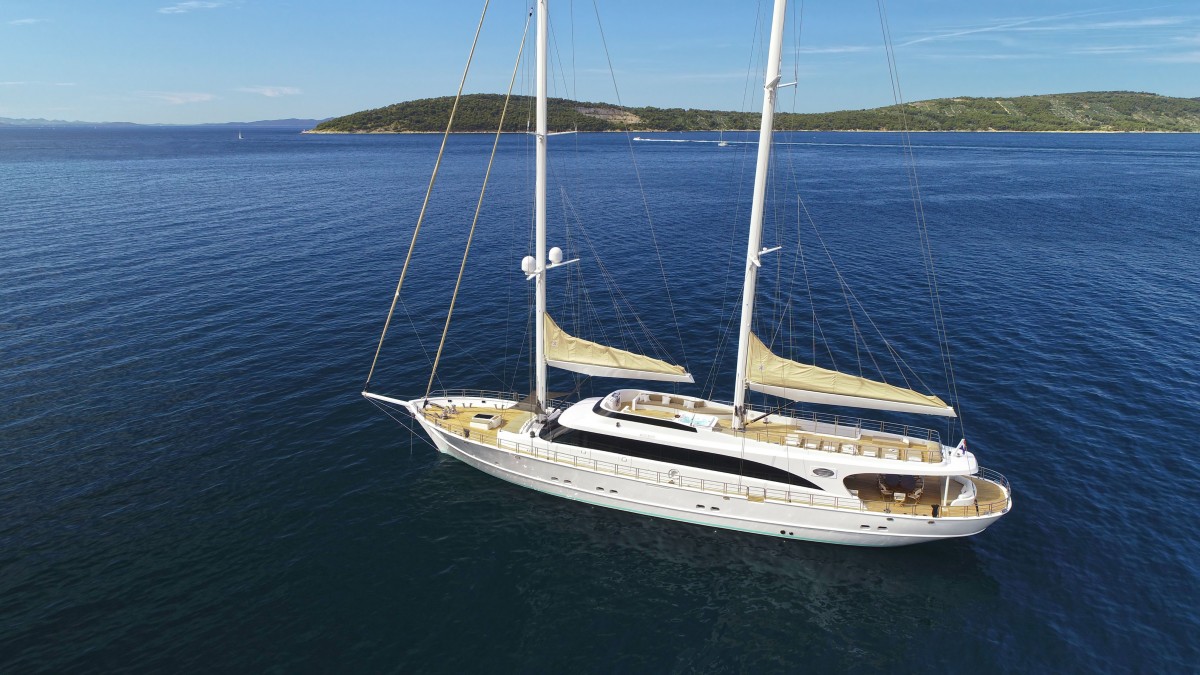 Aerial view of yacht